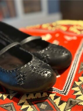 Tatami by Birkenstock Black Leather Woven Mary Jane Flats Size 39 (Made in Spain